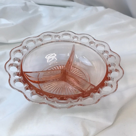 Anchor Hocking Other - Old Colony Pink Depression Glass Divided Bowl